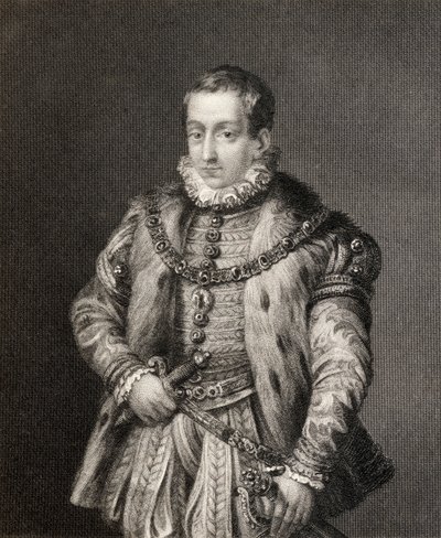 Carlos, princ z Asturie, z „Historie vlády Filipa II.“, vydané v roce 1855 od English School