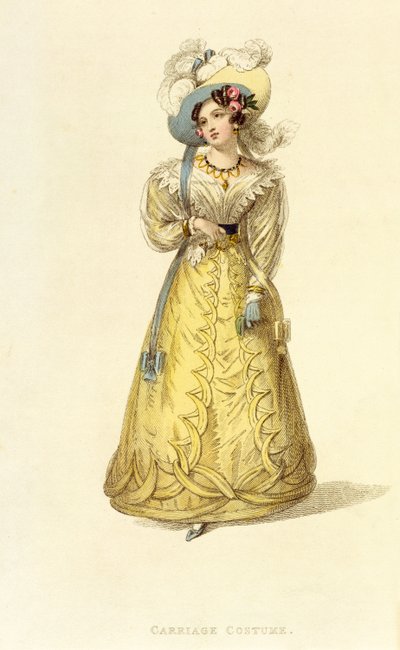Carriage Costume, módní deska z Ackermanns Repository of Arts, c.1827 od English School