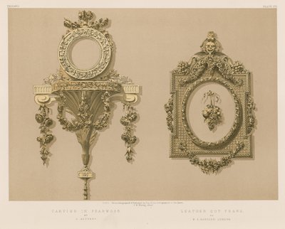 Carving in Pearwood od L Godfreye; Leather Cut Frame od W C Sanders, Londýn od English School