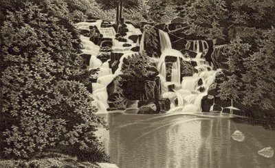 Cascade, Virginia Water (litho) od English School