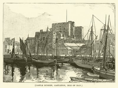 Castle Rushen, Castleton, ostrov Man (rytina) od English School