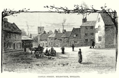 Castle Street, Melbourne, Anglie (rytina) od English School