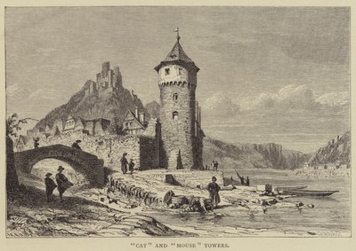 "Kočičí" a "myší" věže (rytina) od English School