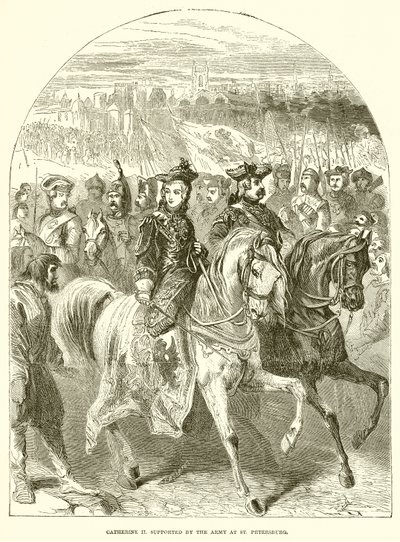 Kateřina II. podporovaný armádou v Petrohradě od English School
