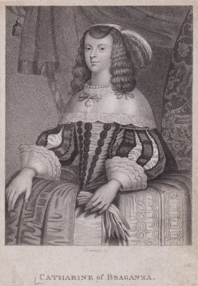 Kateřina z Braganzy, královna choť krále Karla II (rytina) od English School
