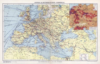 Střední a jižní Evropa, komerční (barevná litografie) od English School
