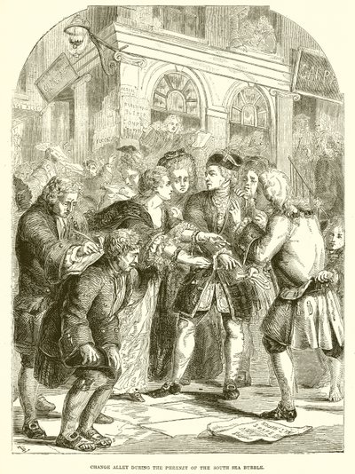 Change Alley během Phrenzy of the South Sea Bubble od English School
