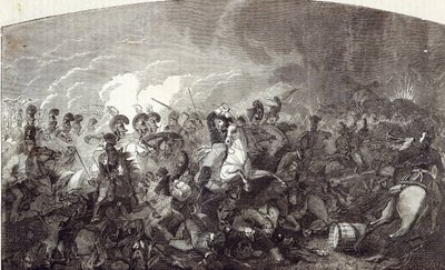 Obvinění z těžké brigády lorda Somerseta u Waterloo a totální porážka francouzské armády, ilustrace z „Cassell