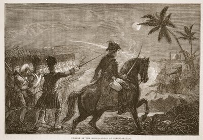 Charge of the Highlanders at Seringapatam, ilustrace z Cassells Illustrated History of India od Jamese Granta, pub. 1879 od English School