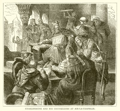 Charlemagne a jeho rádci v Aix-la-Chapelle od English School