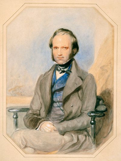 Charles Darwin (akvarel na papíře) od English School