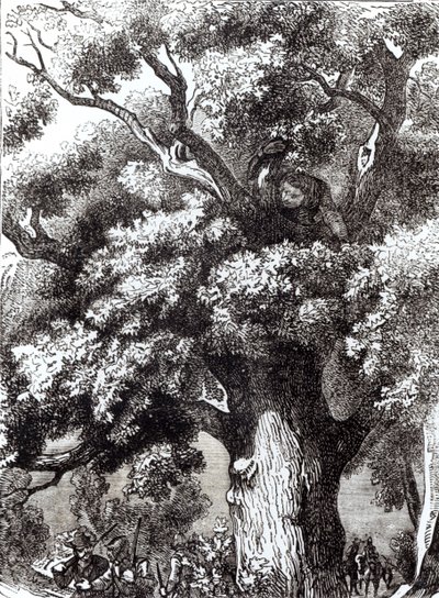 Karel II. (1630-85) ukrytý v dubu, 14. října 1651 od English School