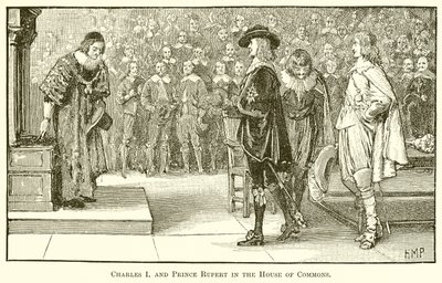 Karel I. a princ Rupert v Dolní sněmovně od English School