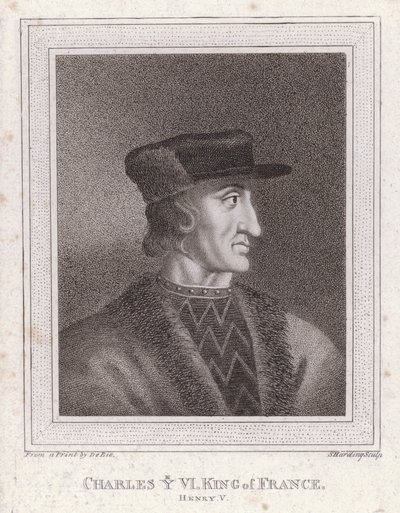 Charles VI, král Francie (rytina) od English School