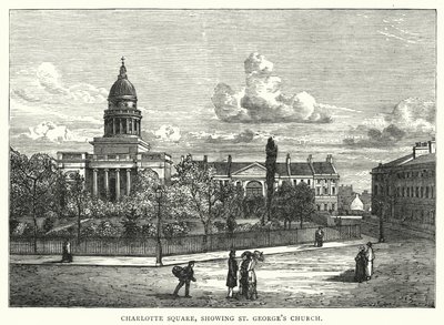 Charlotte Square, zobrazující kostel svatého Jiří (rytina) od English School