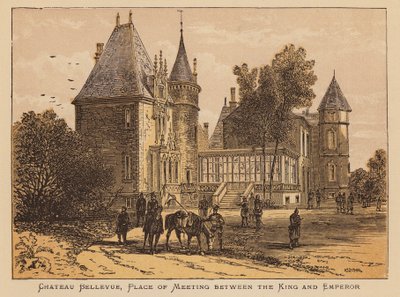 Zámek Bellevue, místo setkání krále a císaře (kolorovaná rytina) od English School