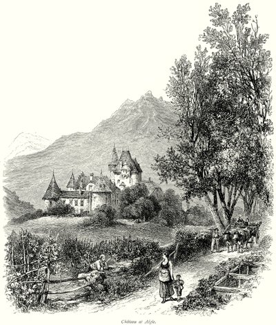 Zámek v Aigle (rytina) od English School