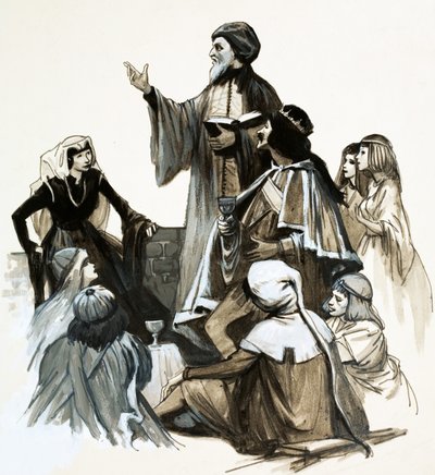 Chaucer recituje svou poezii od English School