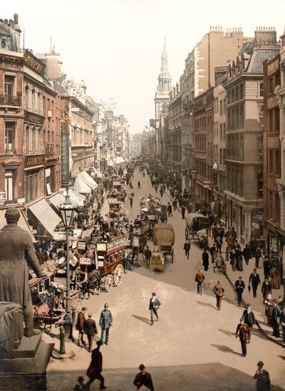 Cheapside, Londýn (ručně kolorovaná fotografie) od English School