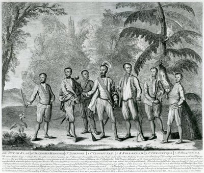 Cherokee Chiefs from Carolina, c.1730 (rytina) od English School