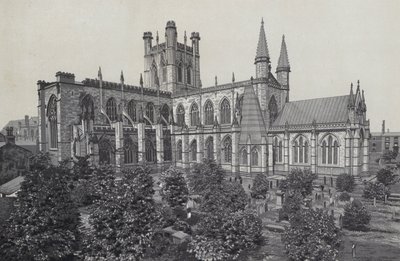 Chester: Katedrála, z městských hradeb od English School