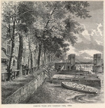 Cheyne Walk a Cadogan Pier, 1860 od English School