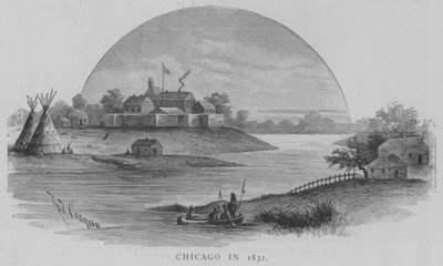 Chicago v roce 1831 (rytina) od English School