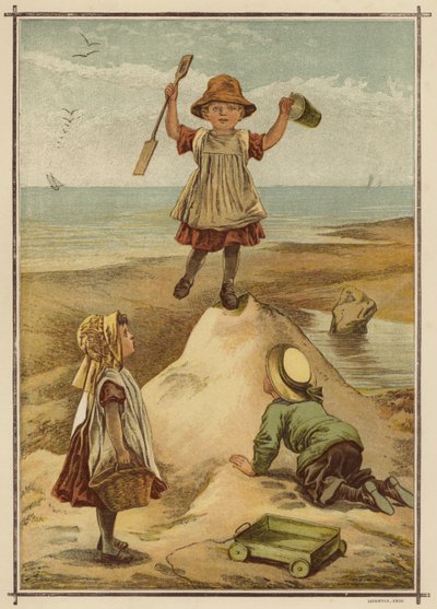 Děti si hrají na krále hradu u moře (barva litho) od English School