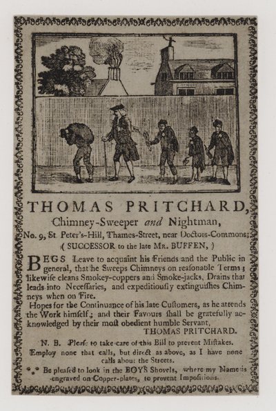 Kominíci, Thomas Pritchard, vizitka od English School