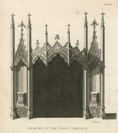 Komín ve Velkém salonu, Strawberry Hill, Londýn od English School