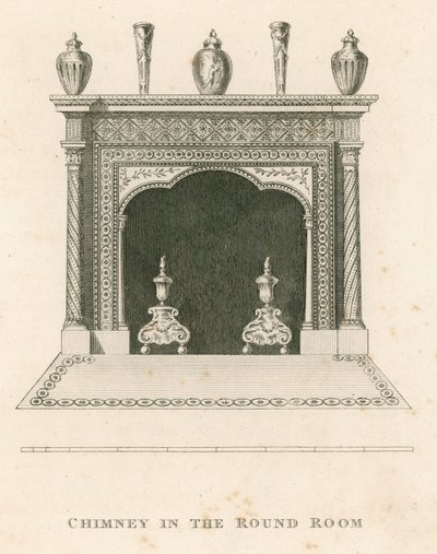 Komín v kulaté místnosti, Strawberry Hill, Twickenham, Londýn od English School