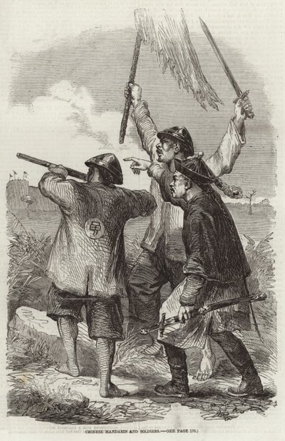 Čínský mandarín a vojáci. od English School
