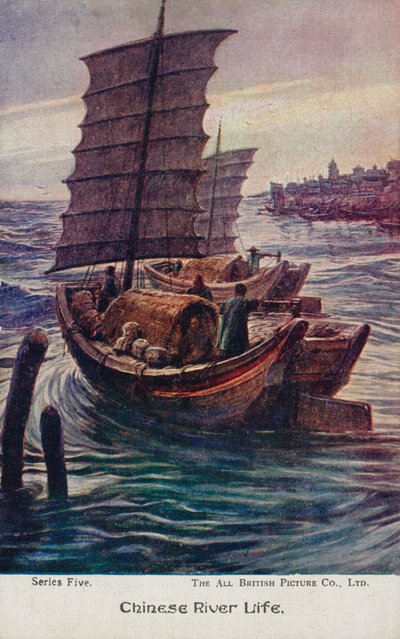Čínský říční život (barva litho) od English School
