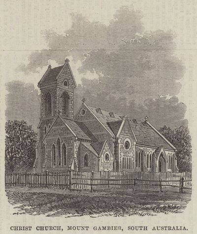 Christ Church, Mount Gambier, Jižní Austrálie (rytina) od English School