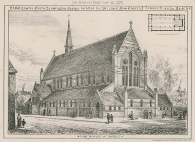 Christ Church, North Kensington: design vybraný pro navrhovaný nový kostel od English School
