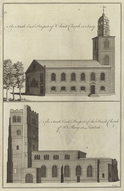 Christ Church, Surrey a farní kostel Panny Marie v Lambeth od English School