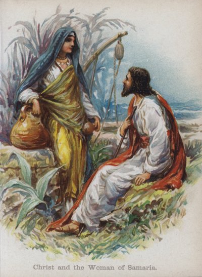 Kristus a žena Samaří (chromolitho) od English School