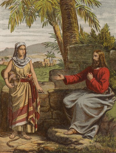 Kristus a žena Samaří (chromolitho) od English School