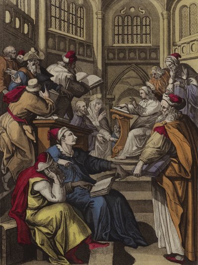 Kristus vyslýchá lékaře (color litho) od English School