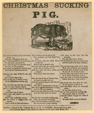 Vánoční prase, verš z roku 1863 od English School