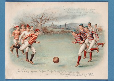 Vánoční pohlednice z fotbalového zápasu, 1892 od English School