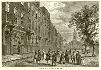 Church Row, Hampstead, v roce 1750 od English School