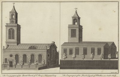 Kostel Panny Marie, Aldermanbury a Church of Allhallows na londýnské zdi, Londýn od English School