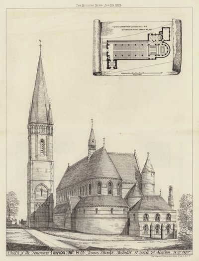 Kostel Nanebevstoupení Páně, Lavender Hill, SW (rytina) od English School