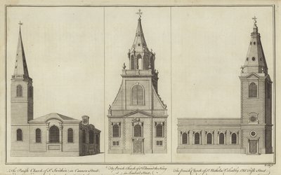 Kostely St Swithin, Cannon Street, St Edmund the King, Lombard Street a St Nicholas Cole Abbey, Old Fish Street od English School
