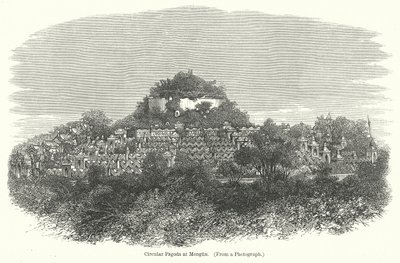 Kruhová pagoda v Mengunu (rytina) od English School