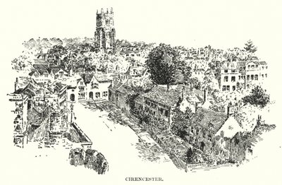 Cirencester (litografie) od English School