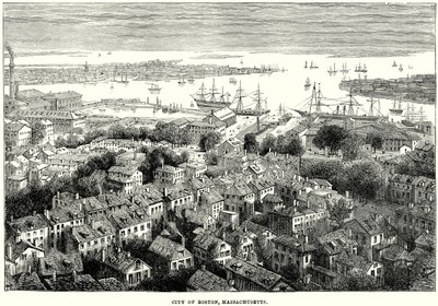 Stadt Boston, Massachusetts (Gravur) von English School