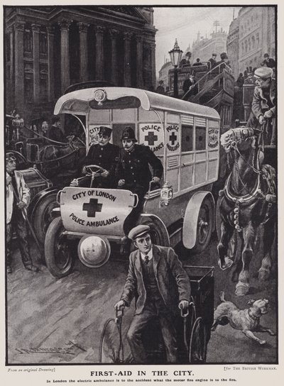 Elektrická ambulance londýnské policie (litho) od English School