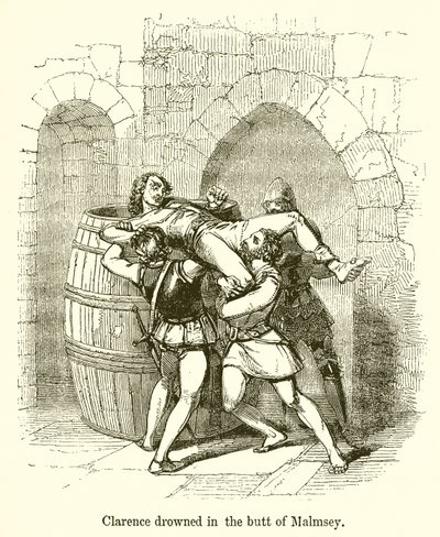 Clarence se utopil v Butt of Malmsey od English School